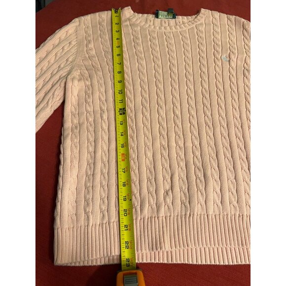 Ralph Lauren Womens Old Money Logo Sweater Size XL Pink Soft Girl Tennis Prep - Picture 4 of 10